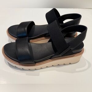 MIA Black Platform Sandals Elastic Straps Chunky Sole Size 7 EUC